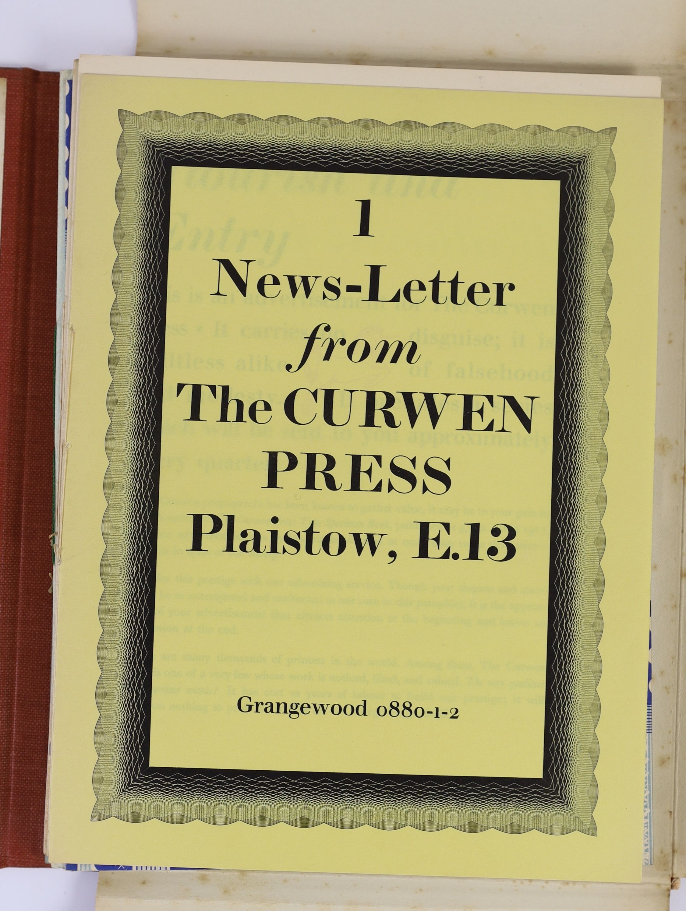 Various [The Curwen Press] - The Curwen Press News-Letter. 1st ed. 15 vols of 16 (lacking no.2). Adorned with numerous illustrations throughout, many coloured and some folding sections. Publishers illustrated paper cover